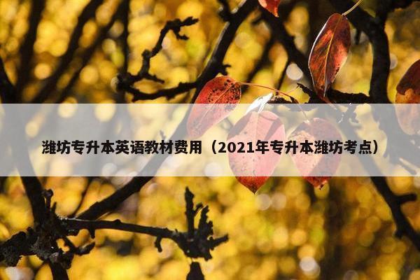 潍坊专升本英语教材费用（2021年专升本潍坊考点）