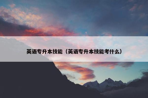 英语专升本技能（英语专升本技能考什么）