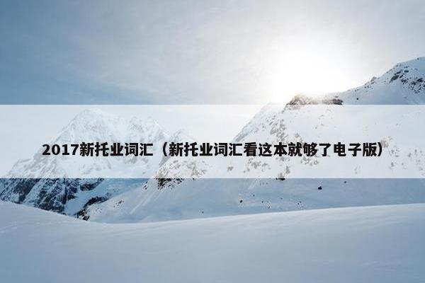 2017新托业词汇（新托业词汇看这本就够了电子版）