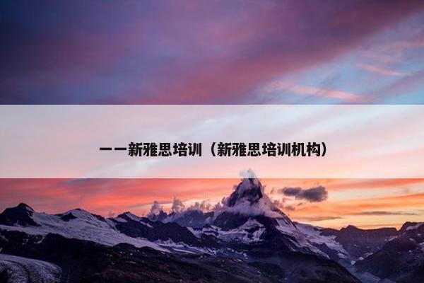 一一新雅思培训（新雅思培训机构）