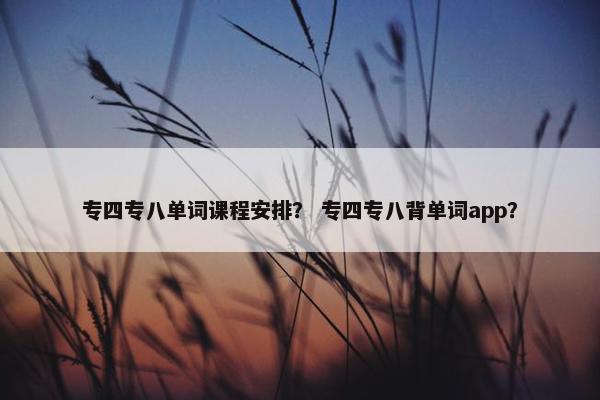 专四专八单词课程安排？ 专四专八背单词app？