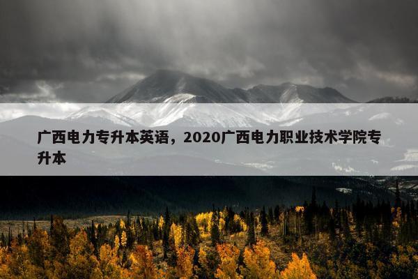广西电力专升本英语，2020广西电力职业技术学院专升本