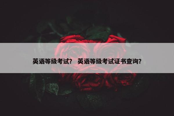 英语等级考试？ 英语等级考试证书查询？