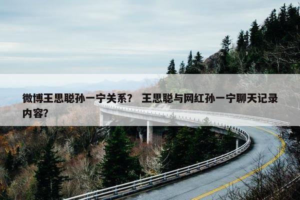 微博王思聪孙一宁关系？ 王思聪与网红孙一宁聊天记录内容？