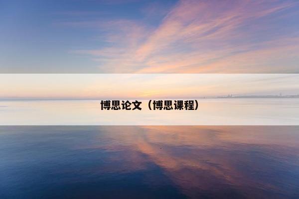 博思论文（博思课程）