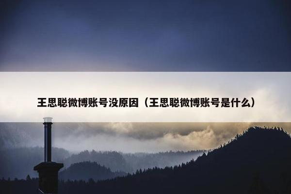 王思聪微博账号没原因（王思聪微博账号是什么）