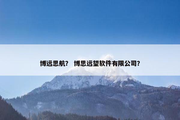 博远思航？ 博思远望软件有限公司？