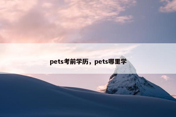 pets考前学历，pets哪里学