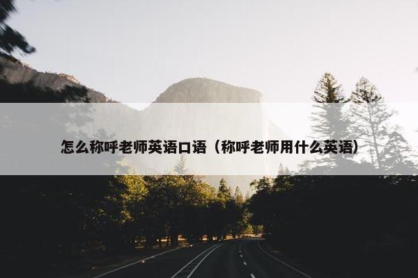 怎么称呼老师英语口语（称呼老师用什么英语）