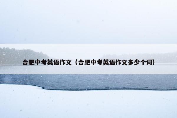 合肥中考英语作文（合肥中考英语作文多少个词）