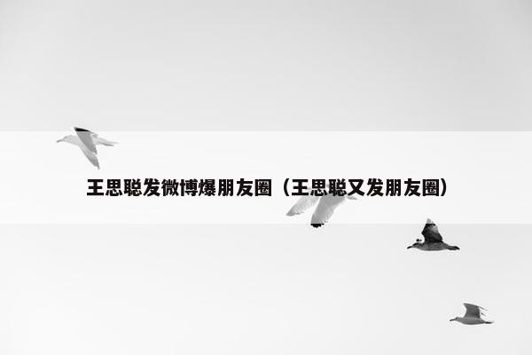 王思聪发微博爆朋友圈（王思聪又发朋友圈）