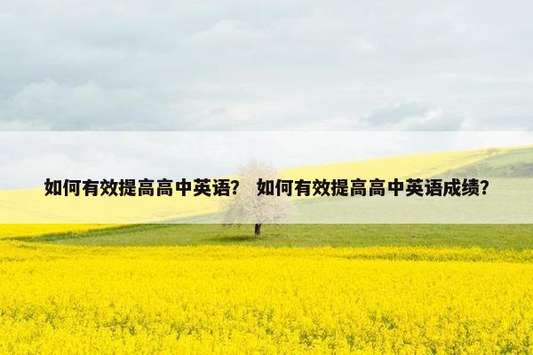 如何有效提高高中英语？ 如何有效提高高中英语成绩？