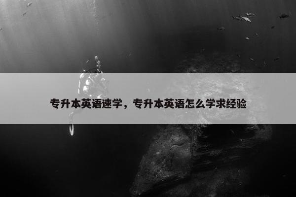 专升本英语速学，专升本英语怎么学求经验