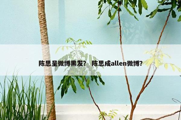 陈思呈微博黑发？ 陈思成allen微博？