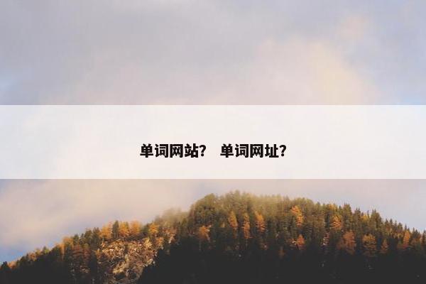 单词网站？ 单词网址？