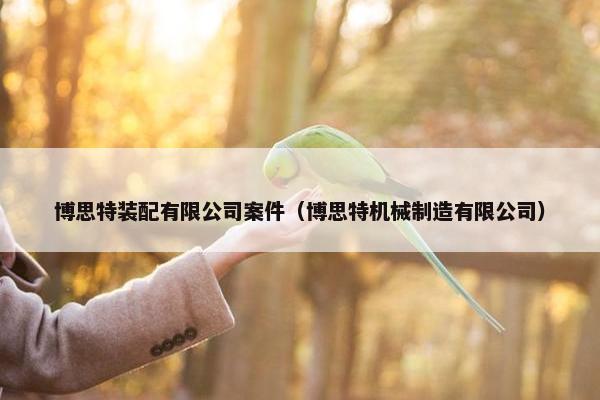 博思特装配有限公司案件（博思特机械制造有限公司）