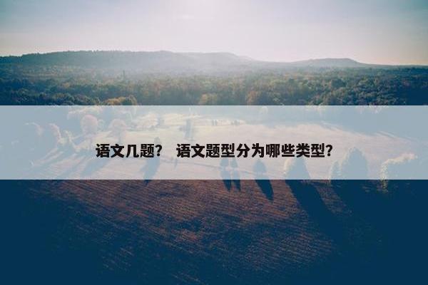 语文几题？ 语文题型分为哪些类型？