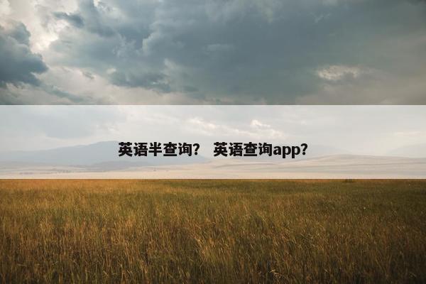 英语半查询？ 英语查询app？