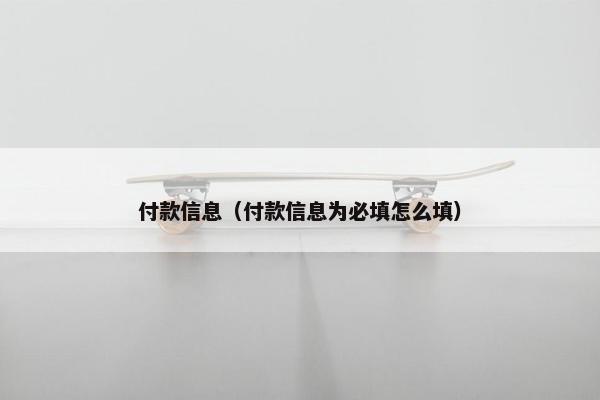 付款信息（付款信息为必填怎么填）