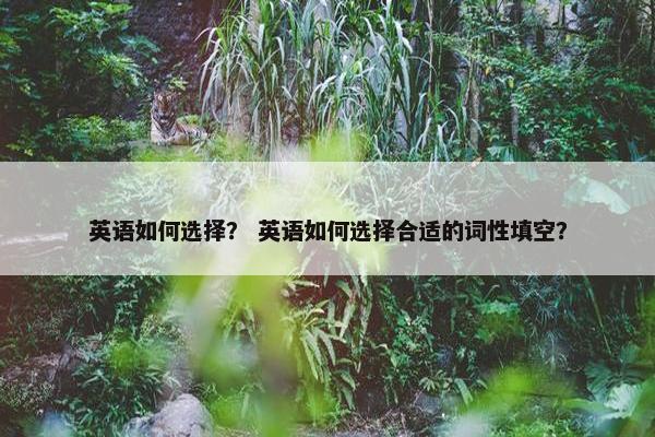 英语如何选择？ 英语如何选择合适的词性填空？