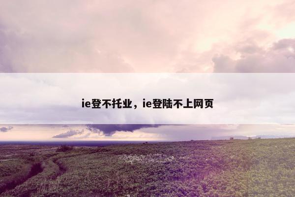 ie登不托业，ie登陆不上网页