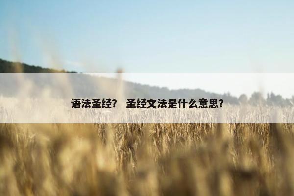 语法圣经？ 圣经文法是什么意思？